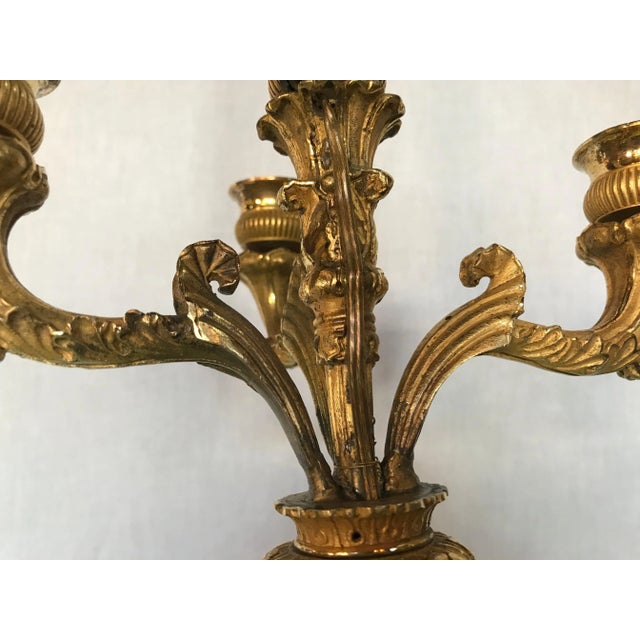 Empire Doré Bronze Candelabra Lamp Having a Patinated Woman Mounted as a Lamp For Sale - Image 11 of 13