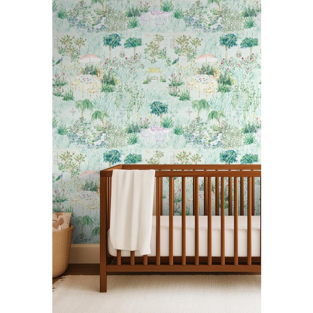 Mahjong Garden Party Toile Grasscloth Wallpaper by House Party | 8 Yards For Sale In Charlotte - Image 6 of 9