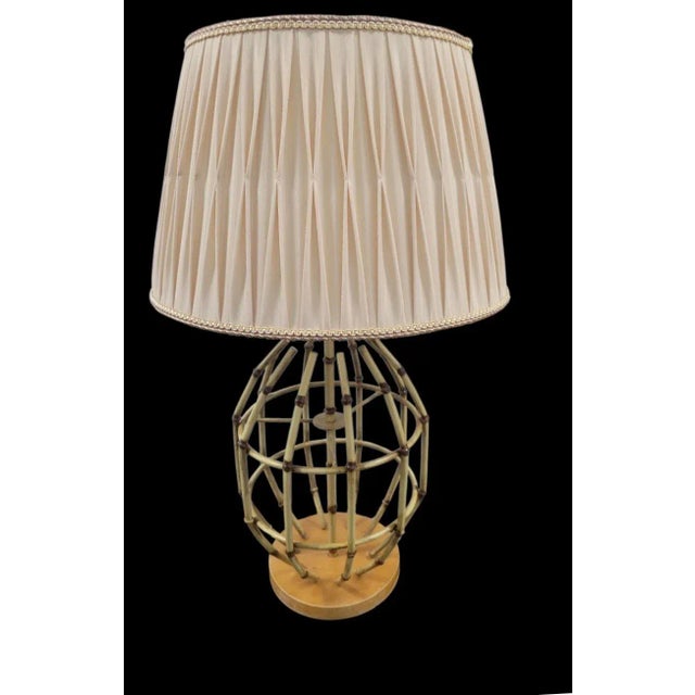 Vintage Metal Faux Bamboo Cage Regency Style Table Lamp For Sale In West Palm - Image 6 of 10