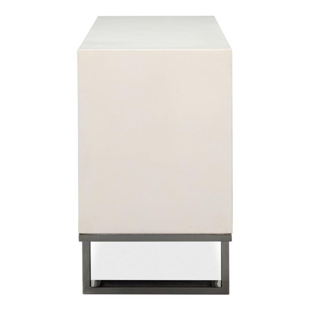 Modern Glam White Leather Credenza on Sled Base For Sale - Image 4 of 11