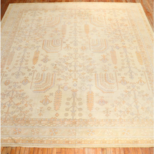 Antique Turkish Square Oushak Rug - 11'1" x 12'8" For Sale - Image 4 of 11