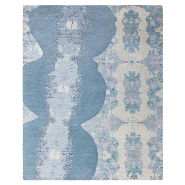 Modern Eskayel Jangala Abstract Green Hemp Rug by Doris Leslie Blau For Sale