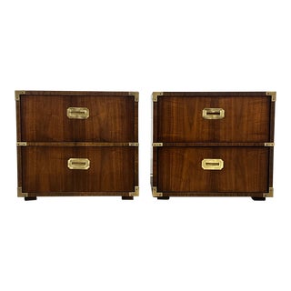 Lane Campaign Mid-Century 2-Drawer Nightstand ~ a Pair For Sale