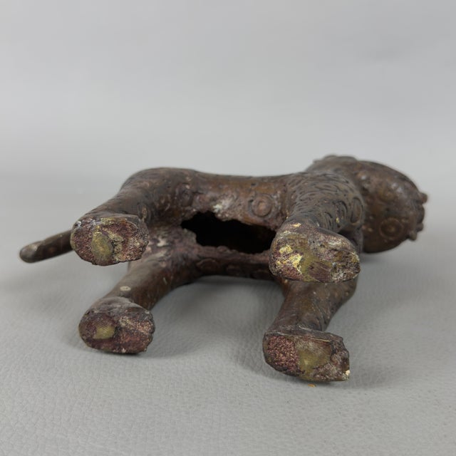 Metal Vintage 20th Century African Tribal Art Bronze Leopard Statue, Nigeria For Sale - Image 7 of 11