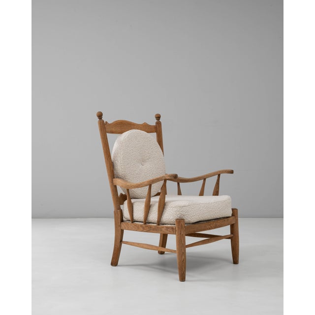 20th Century French Provincial Style Oak Armchair with Sculpted Back and Round For Sale In Greensboro - Image 6 of 18