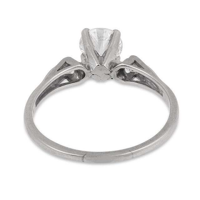 1950s 1950s Mid Century Diamond Platinum Engagement Ring, Size 5.5 For Sale - Image 5 of 5