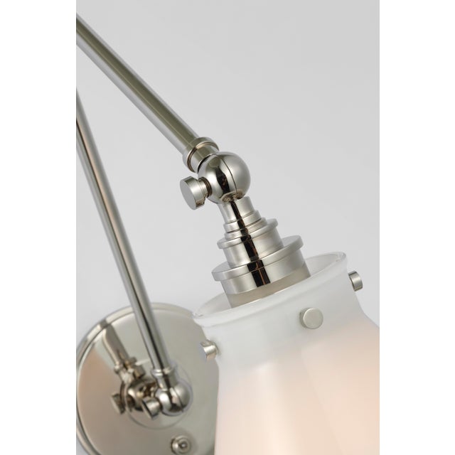 Visual Comfort Chapman & Myers for Visual Comfort Signature Parkington Double Library Wall Light in Polished Nickel with White Glass For Sale - Image 4 of 5