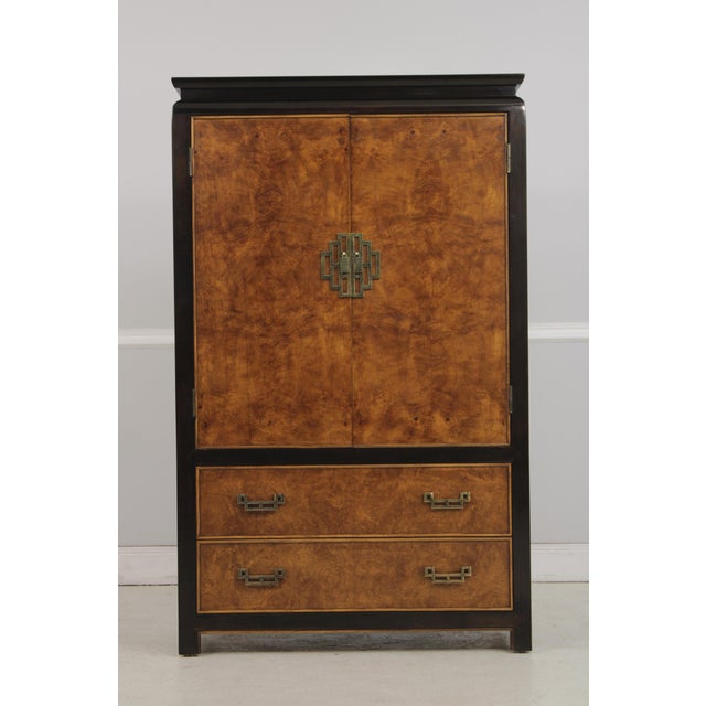 Age: Approx. 30 Years Old Details: Chin Hua Collection Fitted Interior Ebonized Frame Mahogany Dovetailed Drawer...