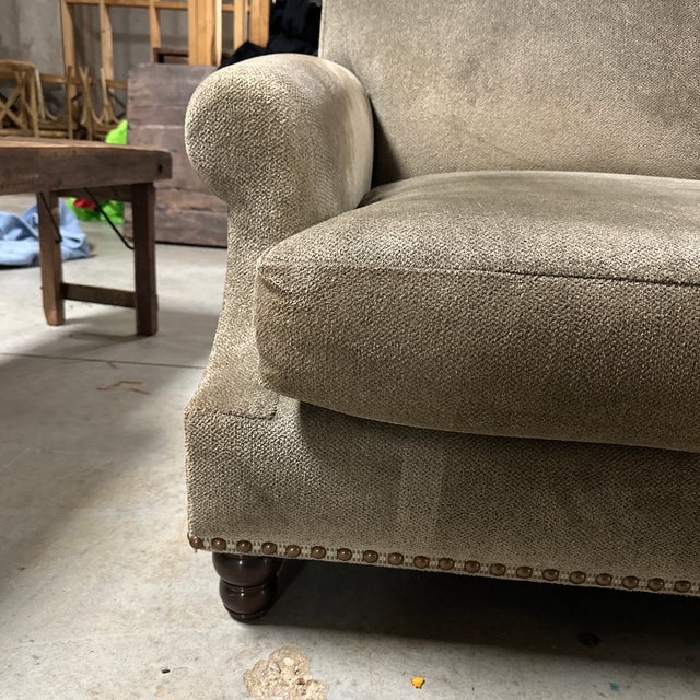 Textile Madeline Stuart Mohair Rolled Arm Nailhead Sofa For Sale - Image 7 of 9