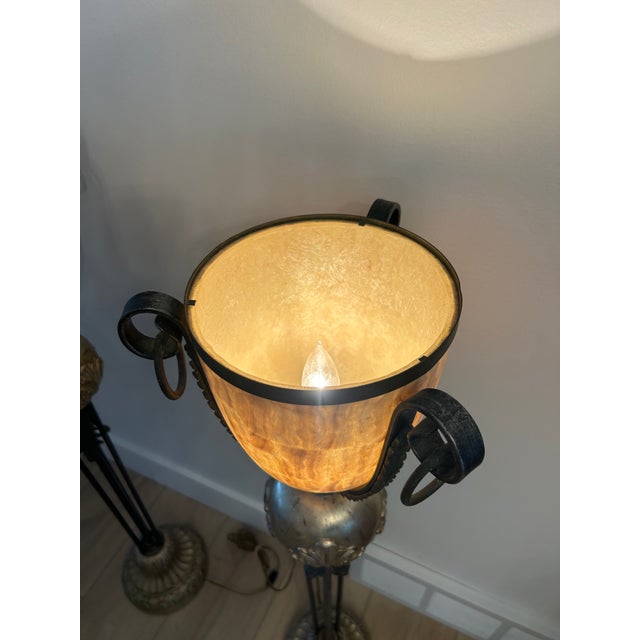 Metal Pair of Stunning Vintage Maitland Smith Penshell Floor Lamps For Sale - Image 7 of 15