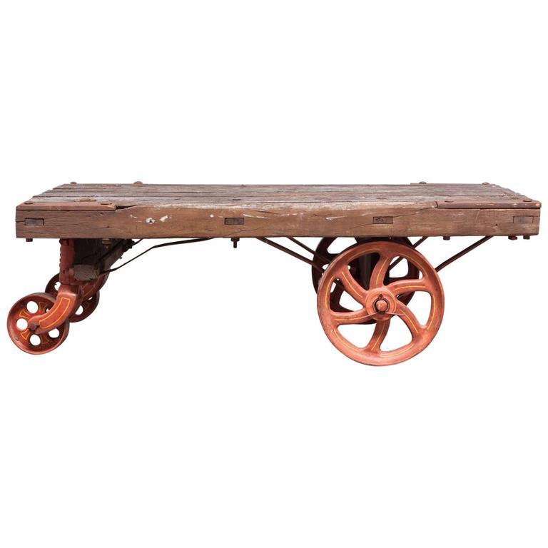 Industrial Factory Rolling Cart with Iron Wheels Chairish