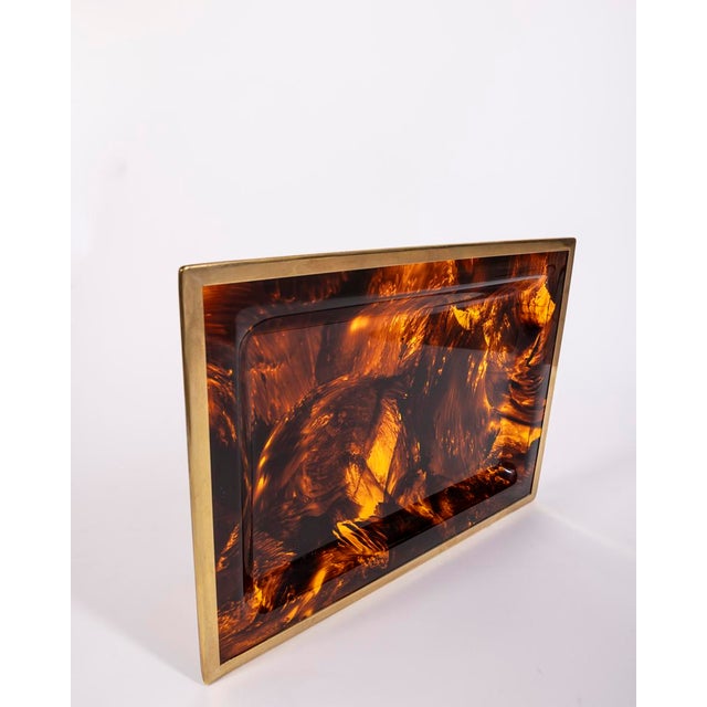 Vintage Italian Brass and Acrylic Glass Tray, 1970s For Sale - Image 6 of 10