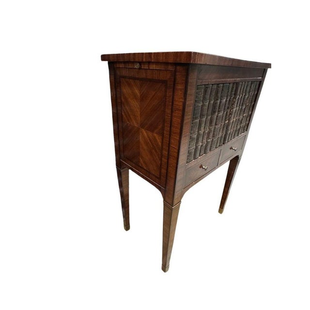French Country Antique French Louis XVI Style Marquetry Faux-Book Facade Cabinet With Pull-Out Sides, Late 19th Century For Sale - Image 3 of 12