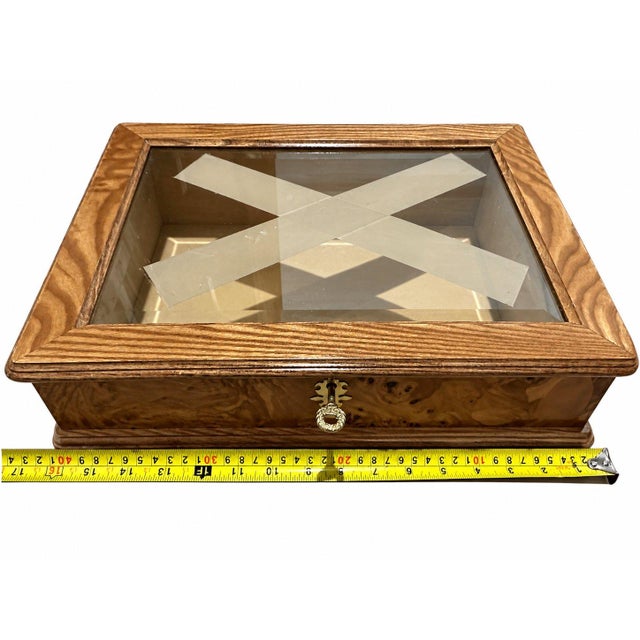 Late 20th Century Vintage Burl Wooden Jewelry Box With Key For Sale - Image 5 of 8