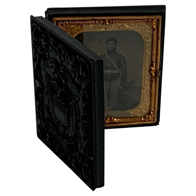 19th Century Civil War Union Solider in Full Dress, Sword & Cannon, Union Gutta Percha Case For Sale - Image 11 of 11