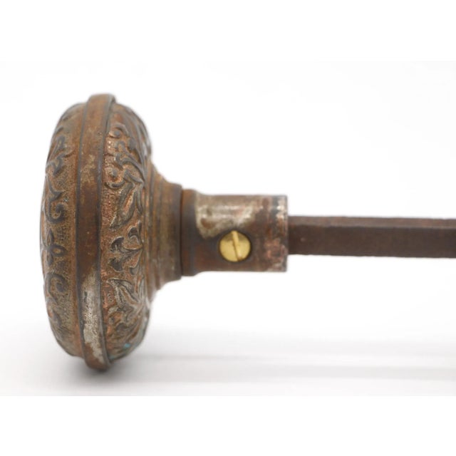 Pair of Early 20th Century Cast Iron Corbin Classic Entry Door Knobs For Sale - Image 4 of 6