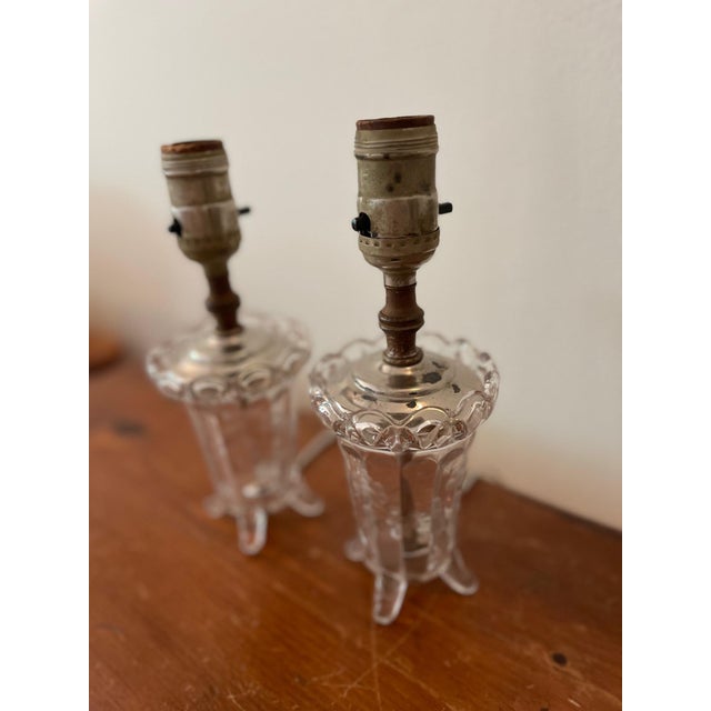 1960s 1960s Petite Antiqued Glass Lamps, Pair For Sale - Image 5 of 6