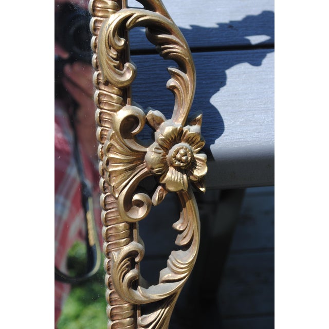 Turner Vintage 1960's Turner Gold Hollywood Regency Floral Mirror For Sale - Image 4 of 7