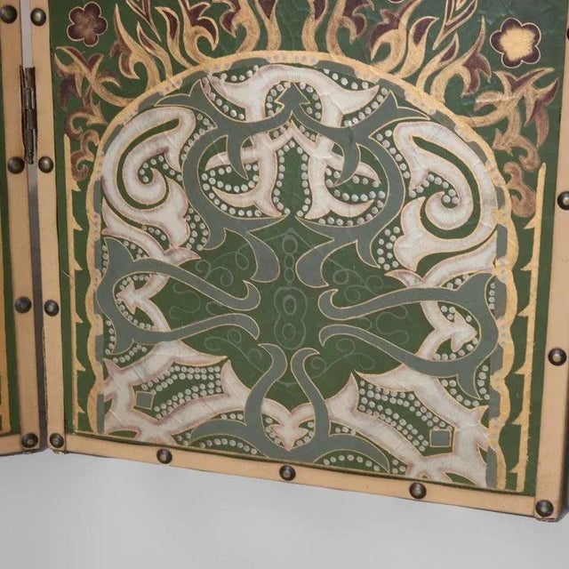 Gold Oversized Vintage Four-Paneled Screen With Hand Painted Scenes C1940 For Sale - Image 8 of 9