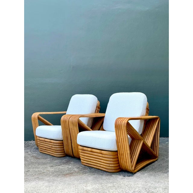 Tan Vintage Six Strand Bent Rattan Lounge Chairs After Paul Frankl - A Pair For Sale - Image 8 of 12