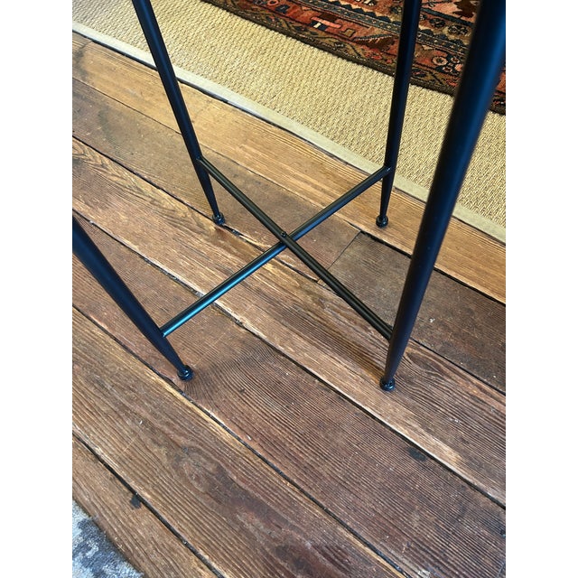 Wood Traditional Black Marble Top Round End Table With Brass Gallery For Sale - Image 7 of 9