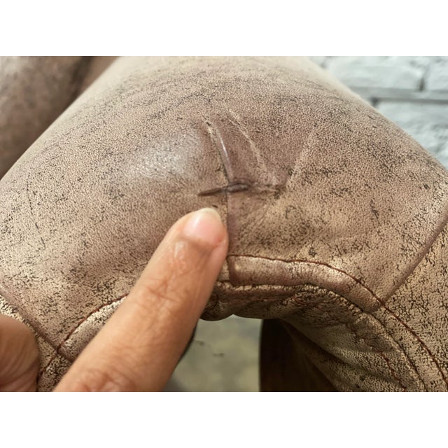 1980's Vintage Distressed Leather Sculptural Chairs - A Pair For Sale In Chicago - Image 6 of 12