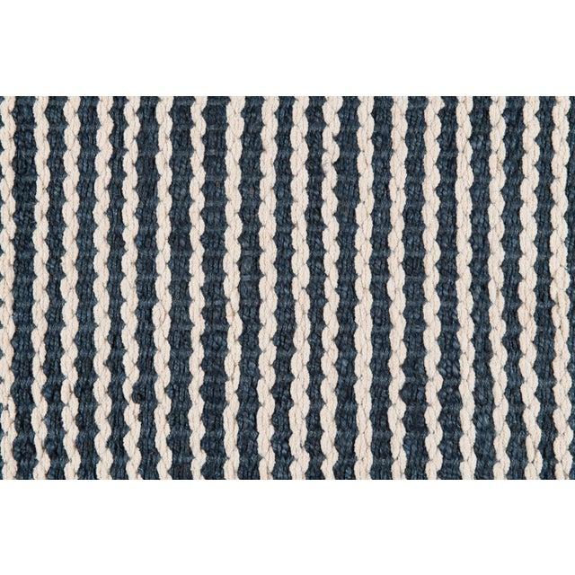 Transitional Part & Parcel Goods Textured Sample Scallop Stripe Rug, 6"x6", Sapphire and Eggshell For Sale - Image 3 of 4