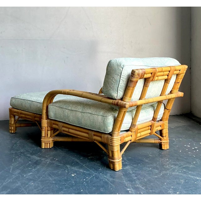 Mid-Century Modern Vintage Boho Bielecky Brothers Rattan Lounge Chair With Ottoman For Sale - Image 3 of 8