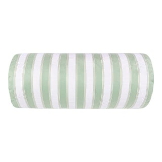 Scalamandre 21" x 7" Piano Stripe Bolster Pillow in Endive For Sale