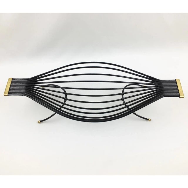 Mid-Century Black Metal and Brass Zoomorphic Bowl Basket, France 1960s For Sale - Image 4 of 7