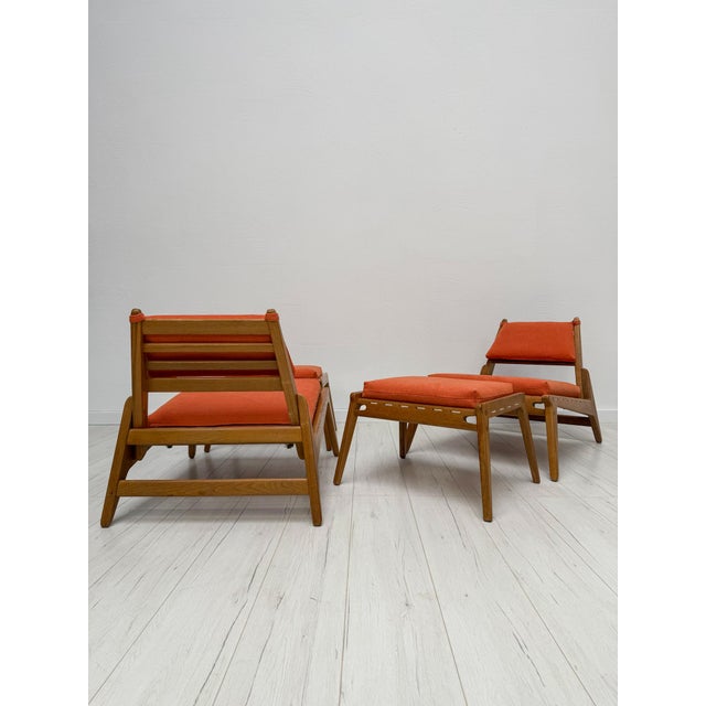 Beautiful vintage ‘hunting chair’ lounge chairs with matching ottomans designed by heinz heger for pgh annaberg-buchholz....