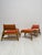 Beautiful vintage ‘hunting chair’ lounge chairs with matching ottomans designed by heinz heger for pgh annaberg-buchholz....