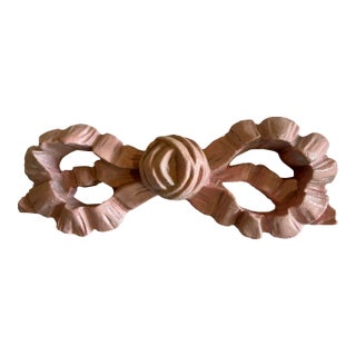 Vintage Pink Carved Wooden Bow Wall Hanging For Sale