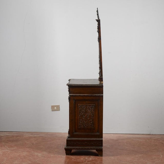 Carved Walnut Bedside Table with Foldaway Kneeler from Giuseppe Sellerio Milano, Late 19th Century For Sale - Image 9 of 18