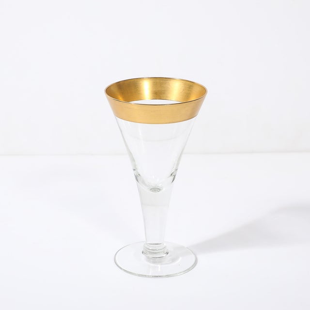 Set of 6 Mid-Century Modernist Gilt Rimmed Wine Glasses by Dorothy Thorpe For Sale - Image 9 of 14
