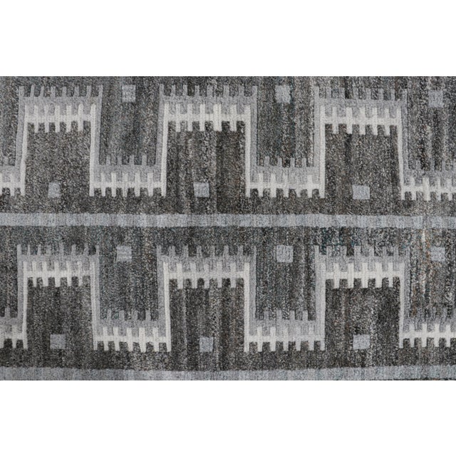 2010s 2010s Rug & Kilim’s Scandinavian Style Outdoor Rug With Gray Geometric Patterns For Sale - Image 5 of 8