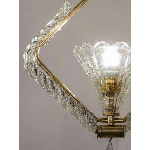 Mid-Century Modern Art Deco Murano Glass Pendant attributed to Ercole Barovier for Barovier& Toso, 1930s For Sale - Image 3 of 15
