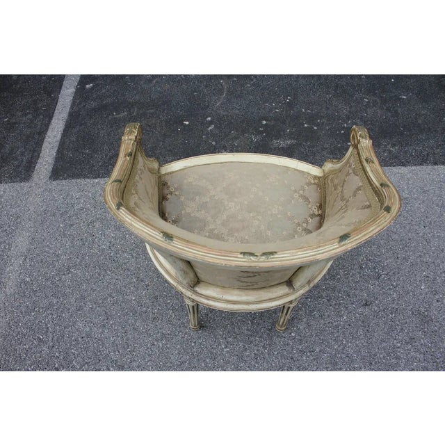 Early 20th Century French Louis XVI Style Hand Painted Carved Chair, New Upholstery For Sale In Philadelphia - Image 6 of 9