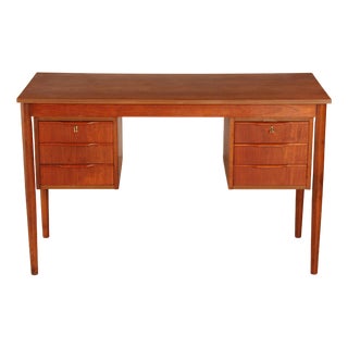 Mid-Century Modern Danish Teak Pedestal Desk, 1960s For Sale