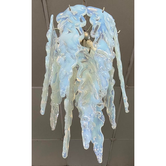 1970s Opaline Murano Stalactite Chandelier from AV Mazzega, Italy, 1970s For Sale - Image 5 of 8