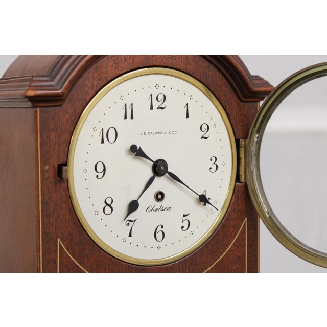 Wood Je Caldwell Chelsea Mahogany Mantle Clock For Sale - Image 7 of 16