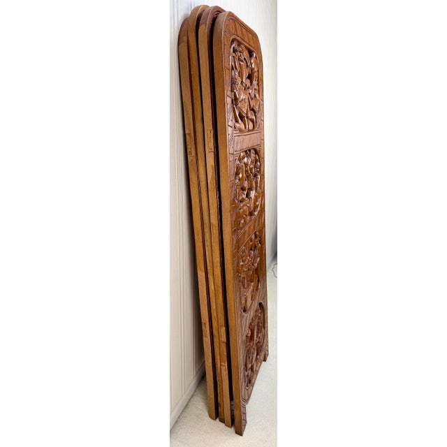 Wood Monumental 1990s Yoruba Hand-Carved Double-Sided Nigerian Wood Screen Panels, Set of Four For Sale - Image 7 of 8