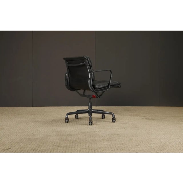 1990s Black on Black Soft Pad Desk Chair by Charles Eames for Herman Miller, Signed For Sale - Image 5 of 18