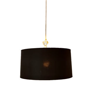 Lackfolie with Gold Interior Silk Cord Suspension Light For Sale