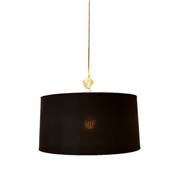 Lackfolie with Gold Interior Silk Cord Suspension Light For Sale