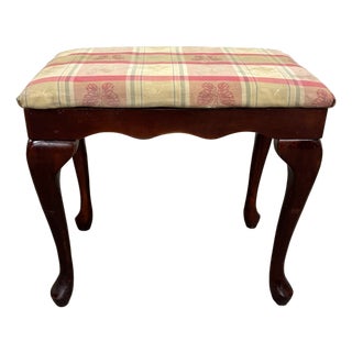 Vintage Bombay Company Queen Anne Style Upholstered Footstool For Sale