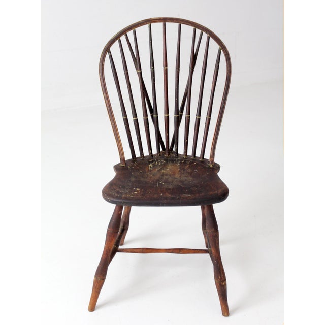 Antique 19th Century Brace Back Windsor Chair For Sale - Image 6 of 17