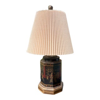 Vintage Frederick Cooper Chinoiserie Black & Gilt Hexagonal Table Lamp For Sale