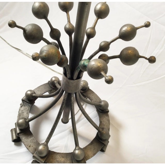 Mid 20th Century Postmodern Silvered and Aged Metal Table Lamps - A Pair For Sale - Image 5 of 10
