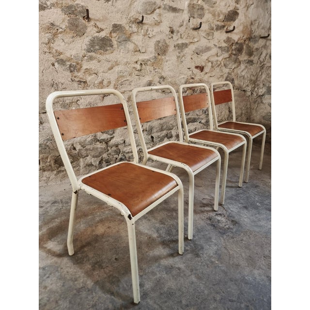Vintage French Stackable School Chairs in Beech Plywood, 1970s, Set of 9 For Sale - Image 4 of 17